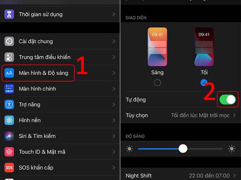 Tắt tự động chỉnh độ s&aacute;ng m&agrave;n h&igrave;nh